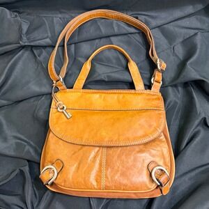 Vintage Y2K Fossil‎ Crossbody Purse Handbag Brown Canvas Leather Western Boho